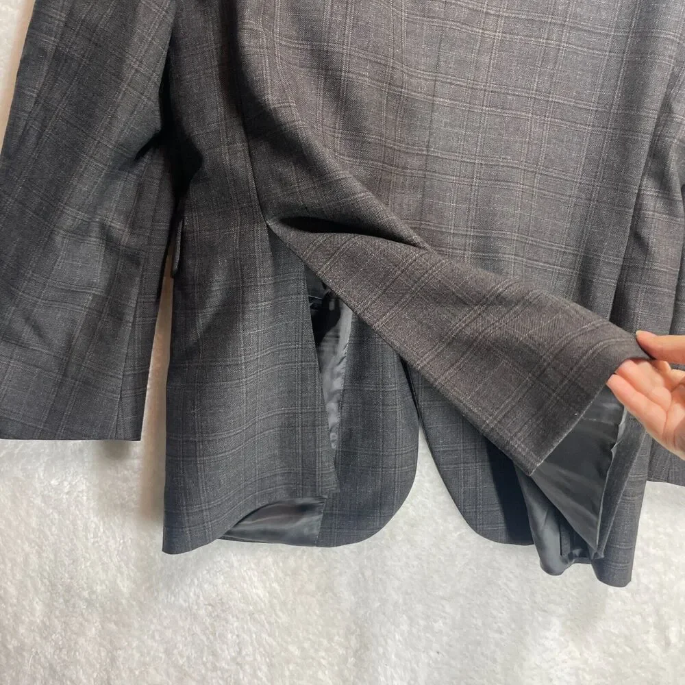Peter Millar Gray‎ Plaid Wool Two Button Sports Blazer Jacket Men’s Size 44XT